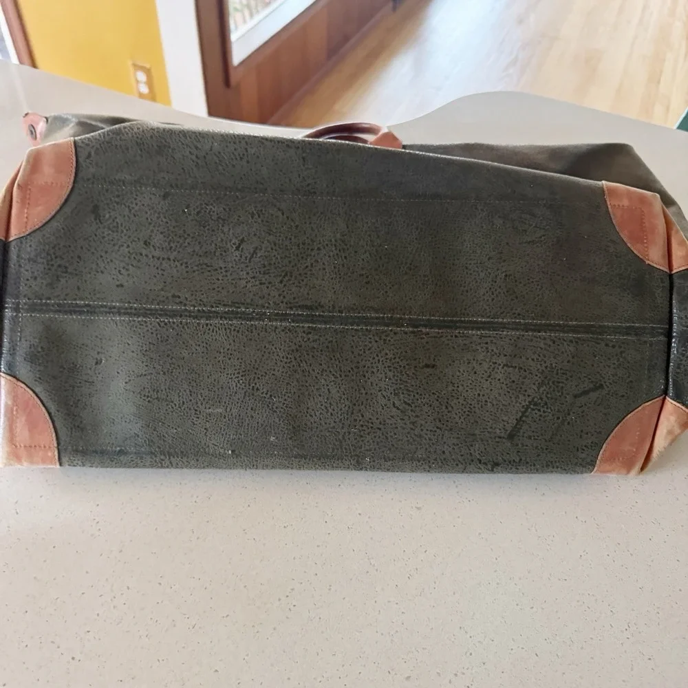 Glenroyal olive green leather weekender travel bag